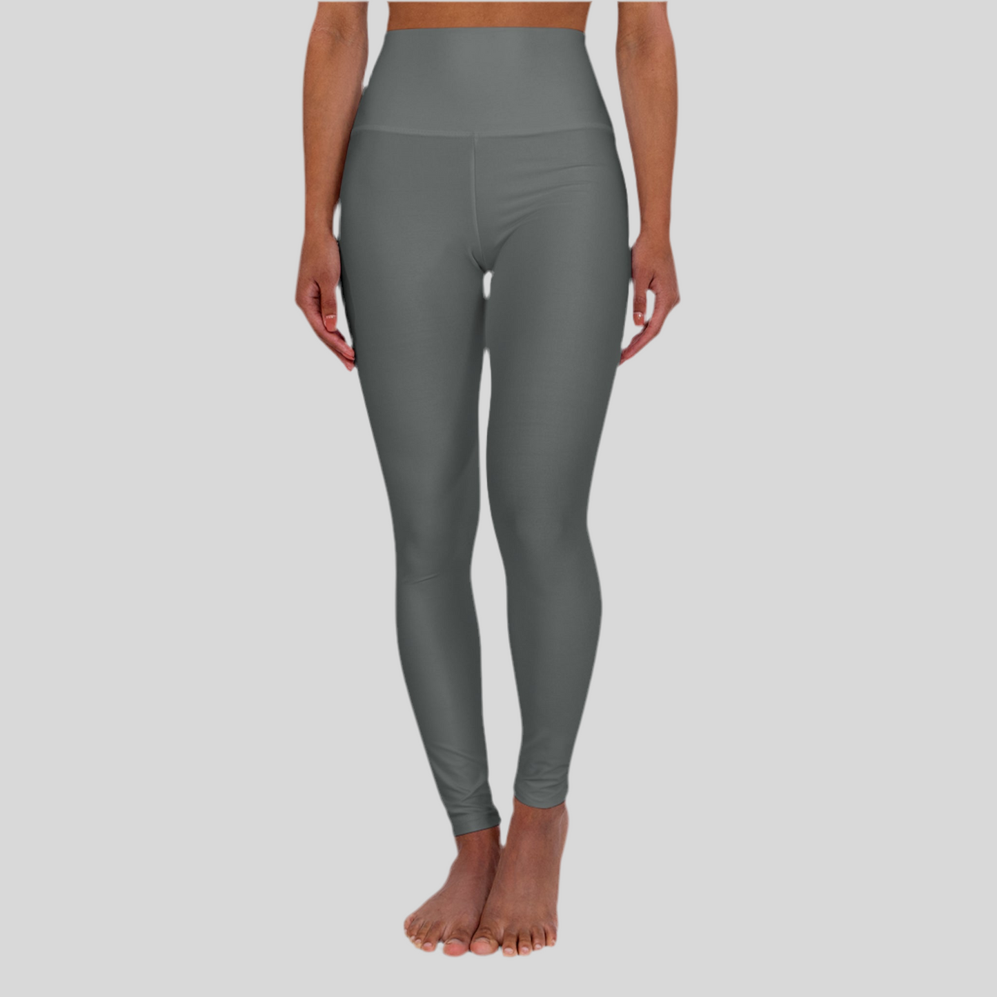 LMX Designs - “Stay Happy” Gray Leggings with Smiley Face Detail on the Left Glute