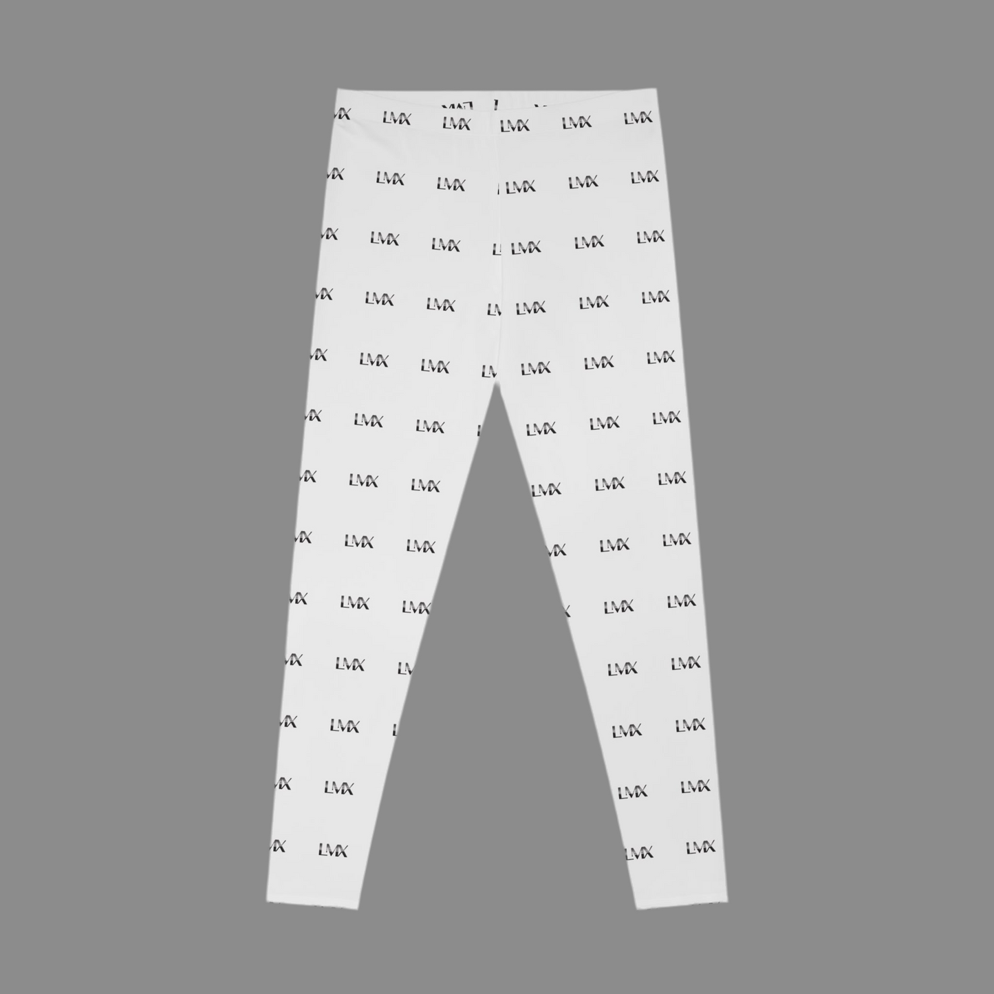 LMX All-Over Print White Leggings – Elegance in Motion