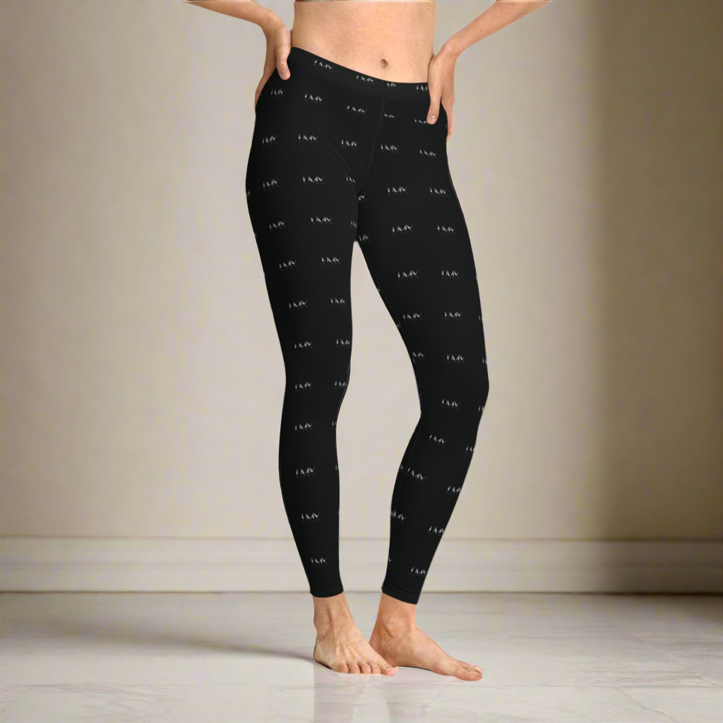 LMX All-Over Print Black Leggings – Elegance in Motion