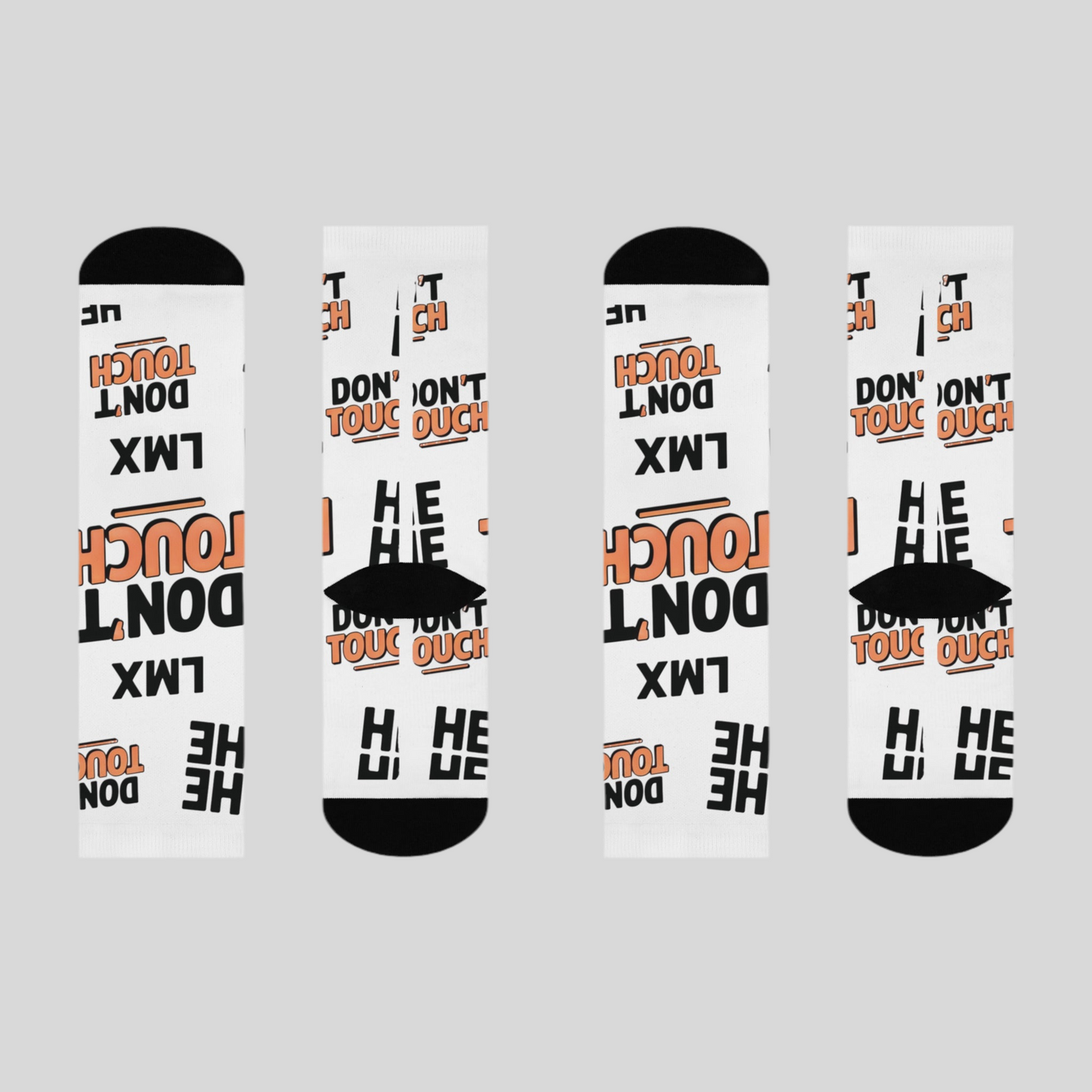 Crew Socks - LMX 'Don't Touch' Vertical Text Design