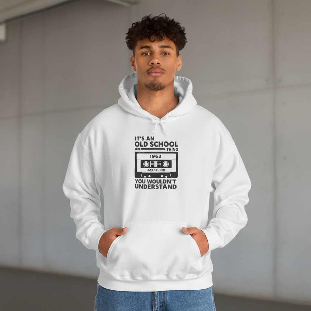 Old School Thing 1963 Cassette Hoodie by LMX Studio Retro Streetwear Pullover