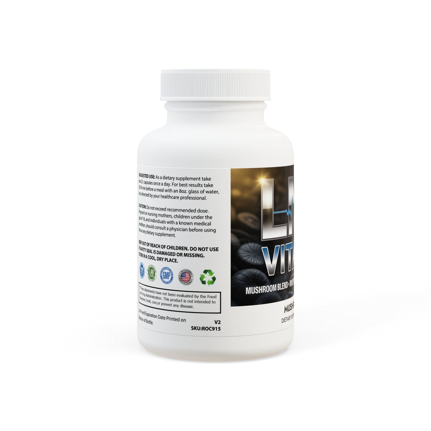 LMX Vitality Mushroom Blend Supplement (60 Capsules) – Daily Immune, Focus & Energy Support