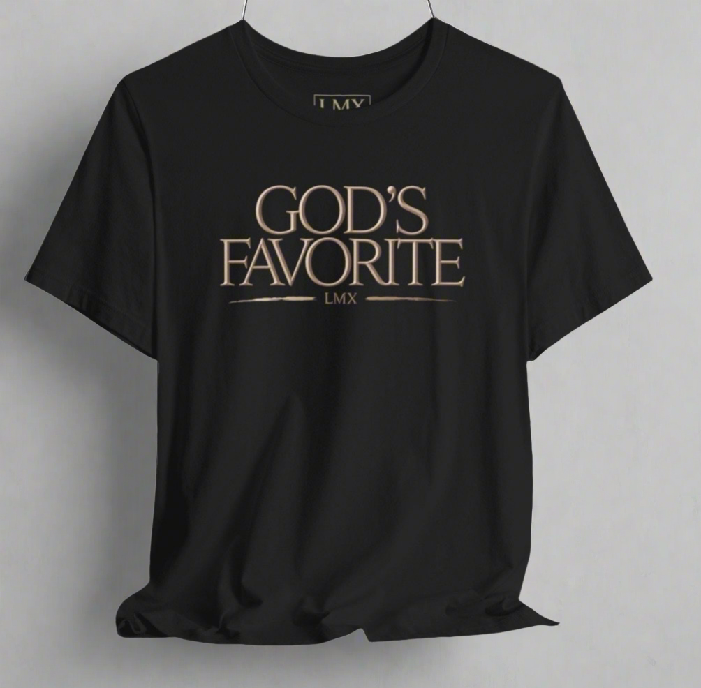God’s Favorite – Inspirational Graphic T-Shirt | Designer Statement Piece by LMX Designs, Lawrence Michael