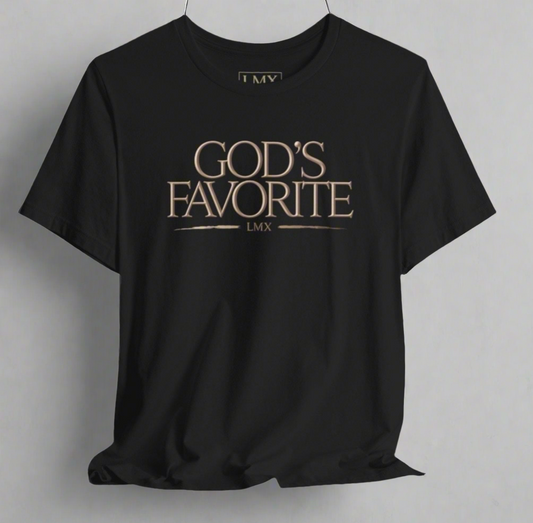 God’s Favorite – Inspirational Graphic T-Shirt | Designer Statement Piece by LMX Designs, Lawrence Michael