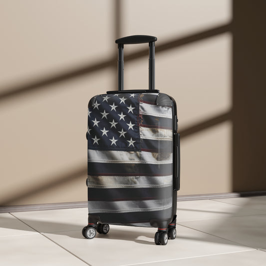 Distressed Patriot Travel Luggage – Black & White American Flag Edition