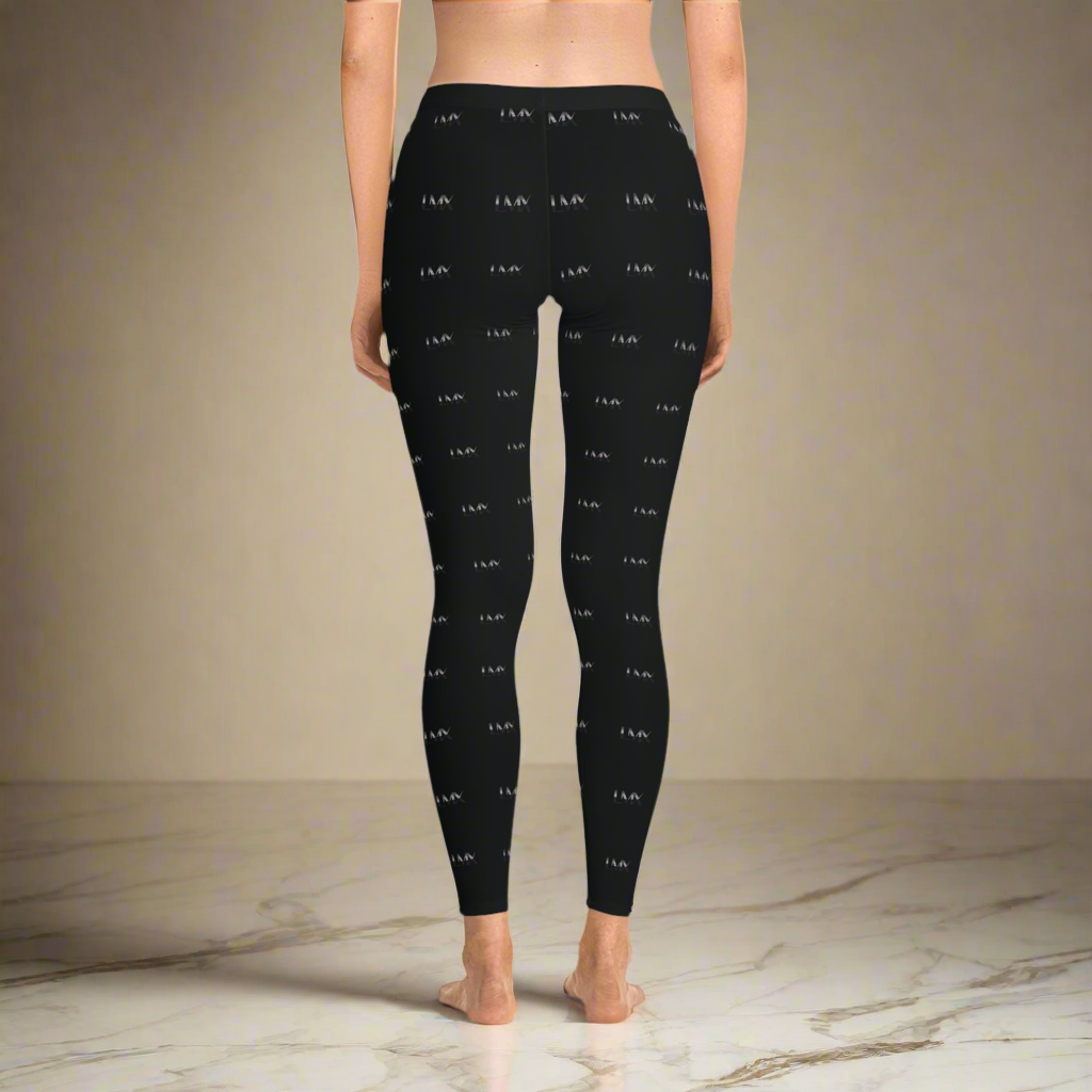 LMX All-Over Print Black Leggings – Elegance in Motion