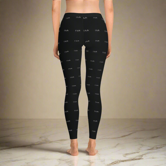 LMX All-Over Print Black Leggings – Elegance in Motion