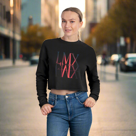 LMX Mirrored Logo Cropped Sweatshirt for Women | Premium Streetwear Long Sleeve Top