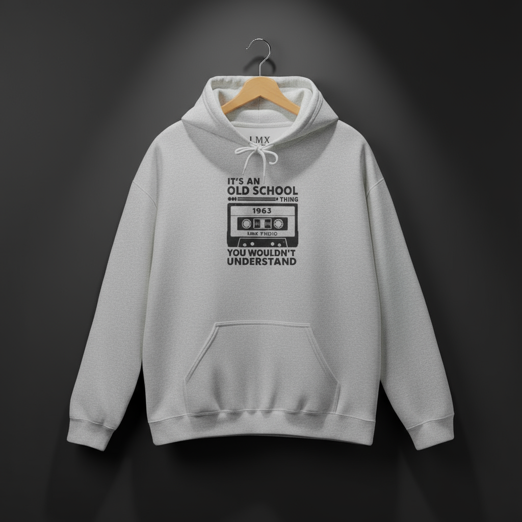 Old School Thing 1963 Cassette Hoodie by LMX Studio Retro Streetwear Pullover