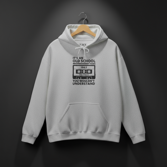 Old School Thing 1963 Cassette Hoodie by LMX Studio Retro Streetwear Pullover