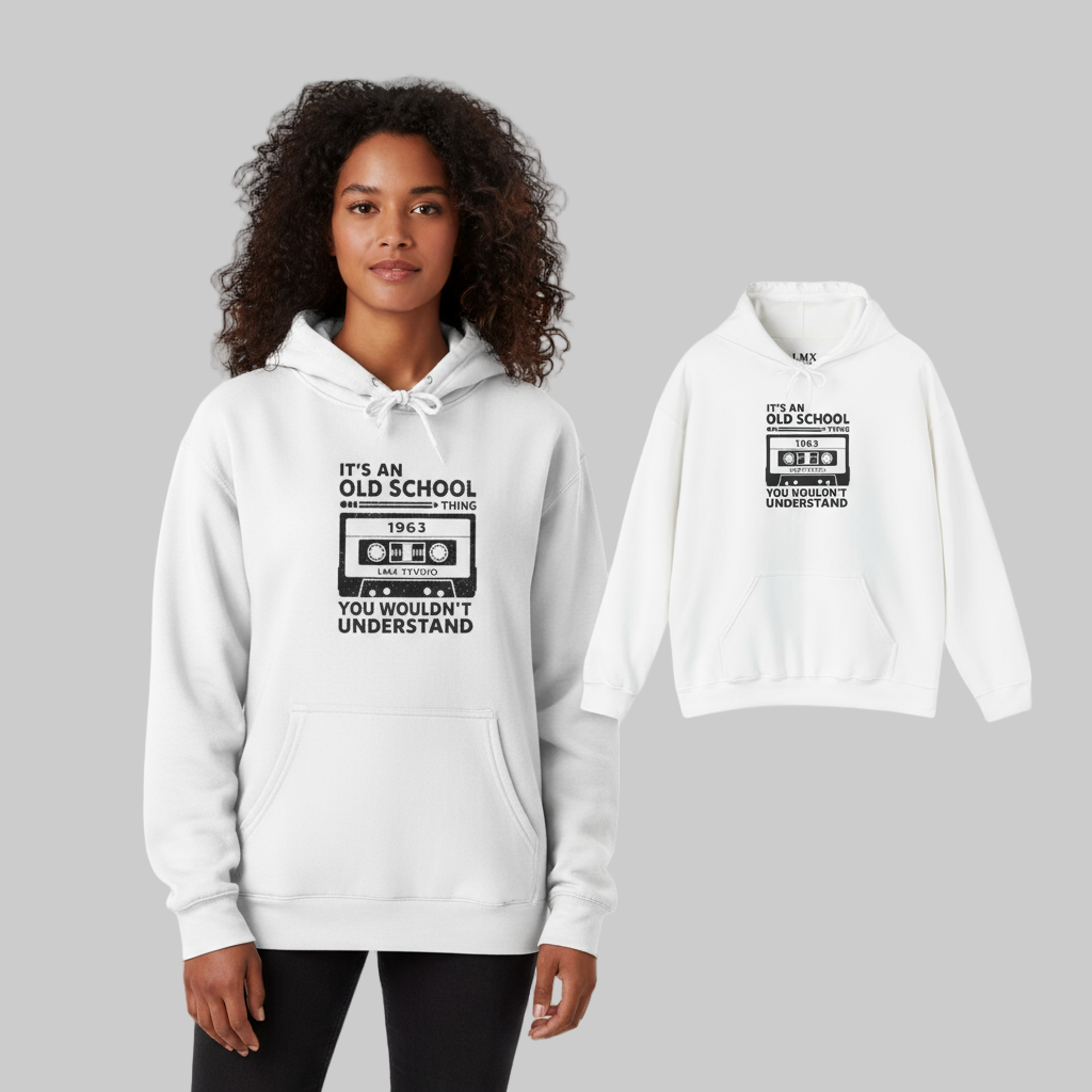 Old School Thing 1963 Cassette Hoodie by LMX Studio Retro Streetwear Pullover