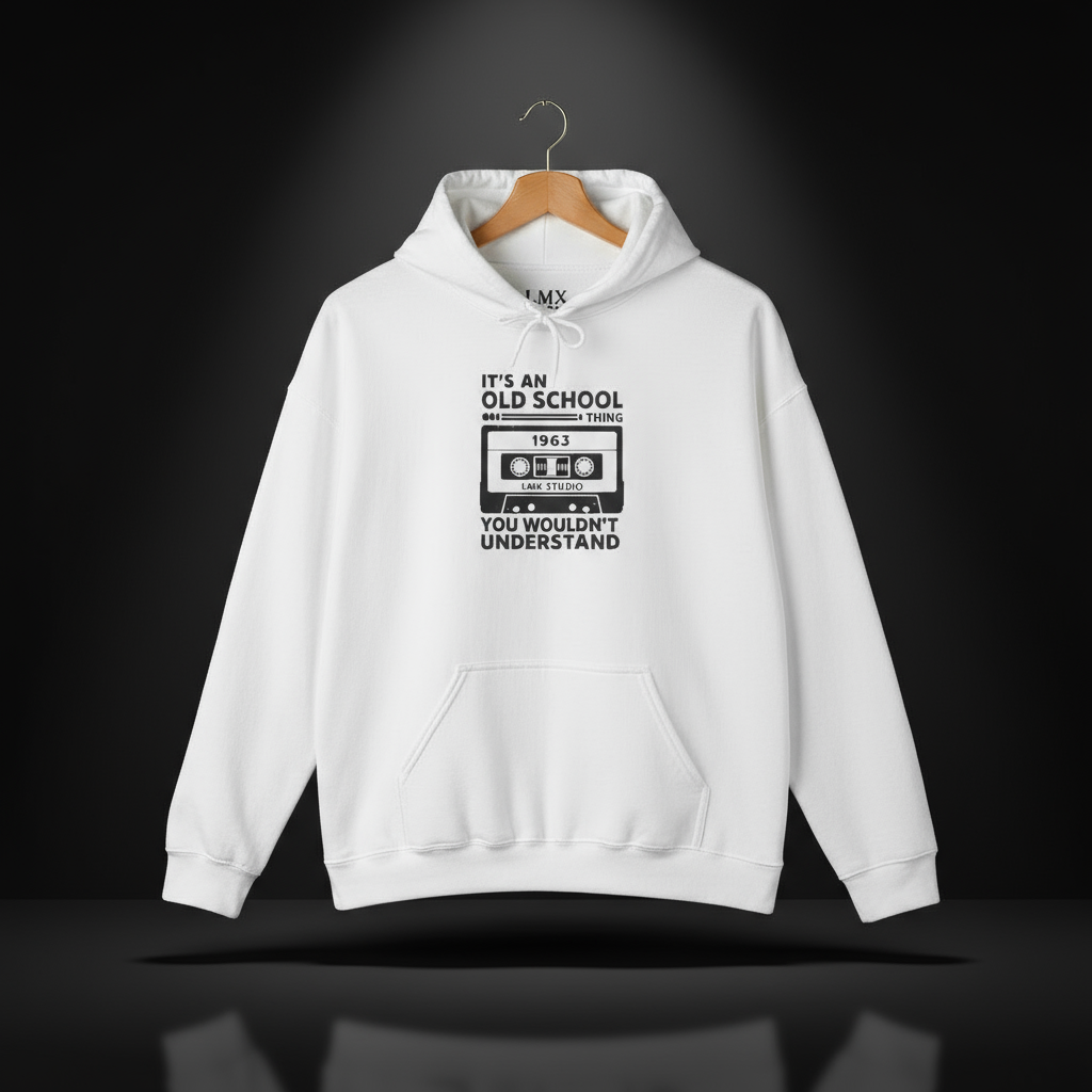 Old School Thing 1963 Cassette Hoodie by LMX Studio Retro Streetwear Pullover