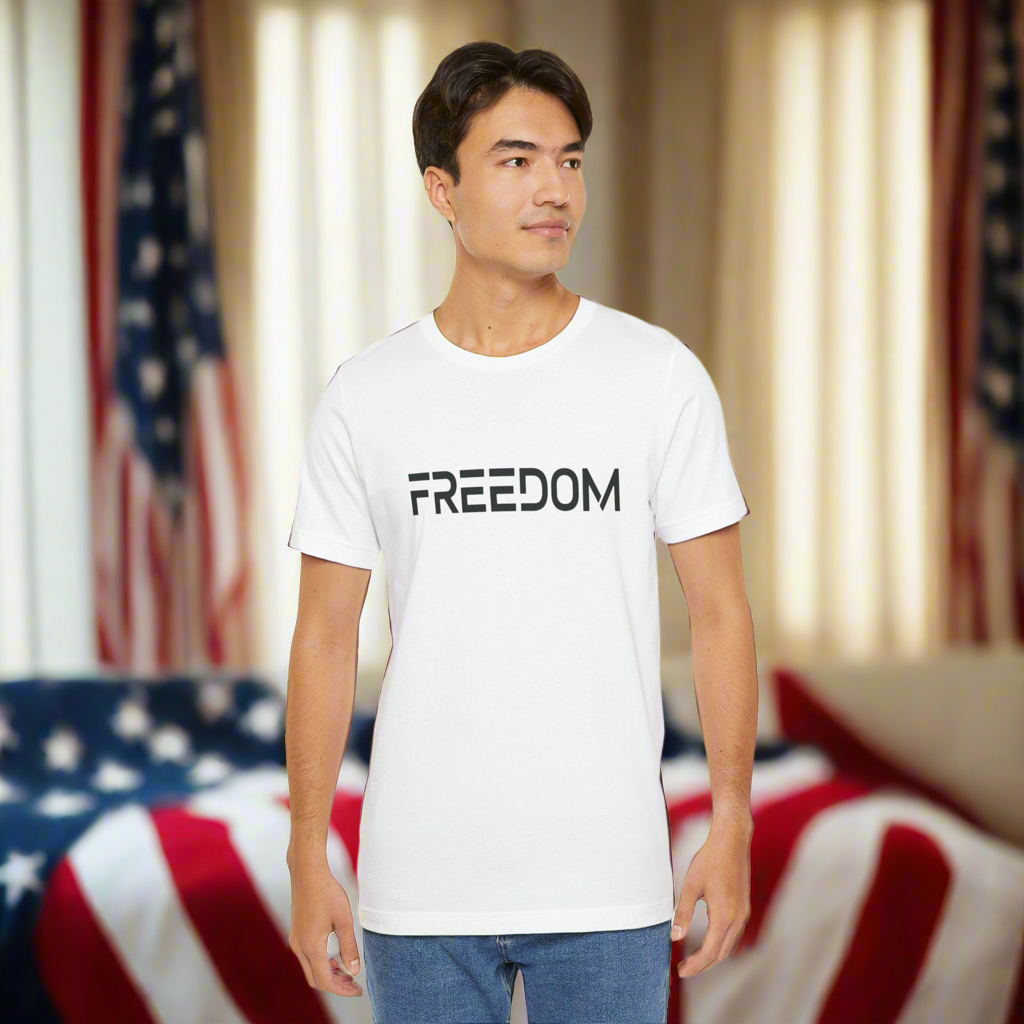 FREEDOM T-Shirt – Patriotic Red, White, Blue & Vintage White Collection | Premium Unisex Tee by LMX Studio