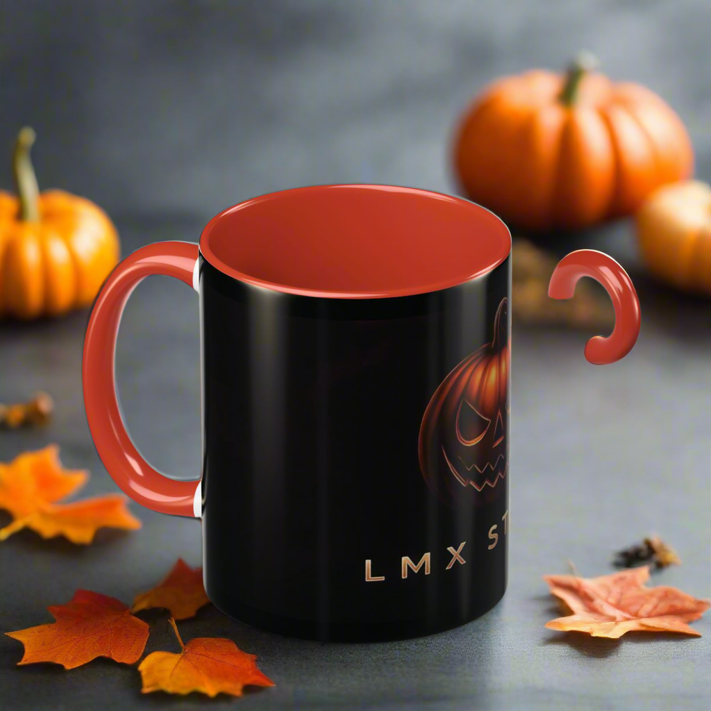 LMX Studio 11oz Premium Halloween Mug Creepy Pumpkin Edition Black and Orange Chrome Coffee Cup Limited Collector Release