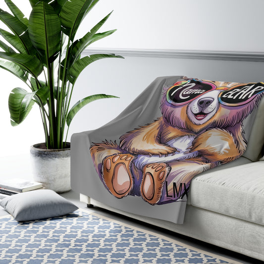 LMX Designs- Cozy Mama Bear Sherpa Fleece Blanket - Cute Gift for Moms