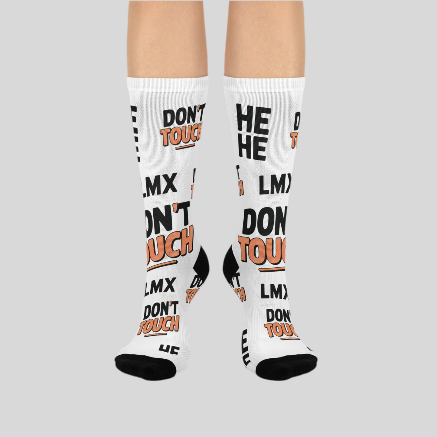 Crew Socks - LMX 'Don't Touch' Vertical Text Design