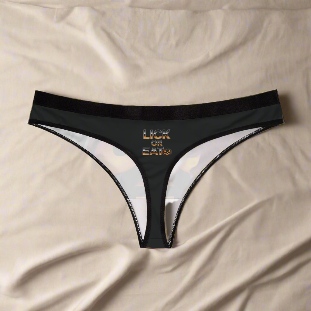 LMX Studio “Trick or Treat” Pumpkin Thong – Halloween Limited Edition | Premium Comfort Fit | “Lick or Eat” Back Print
