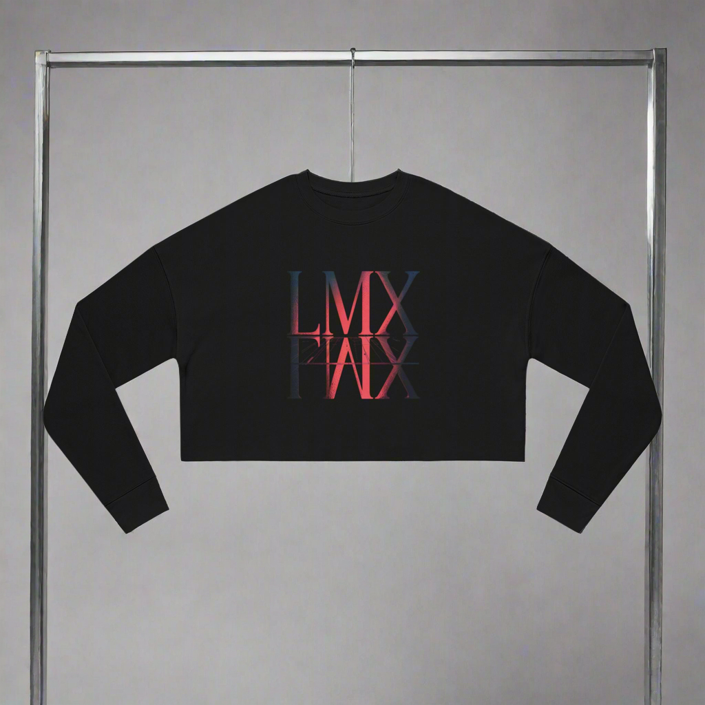 LMX Mirrored Logo Cropped Sweatshirt for Women | Premium Streetwear Long Sleeve Top