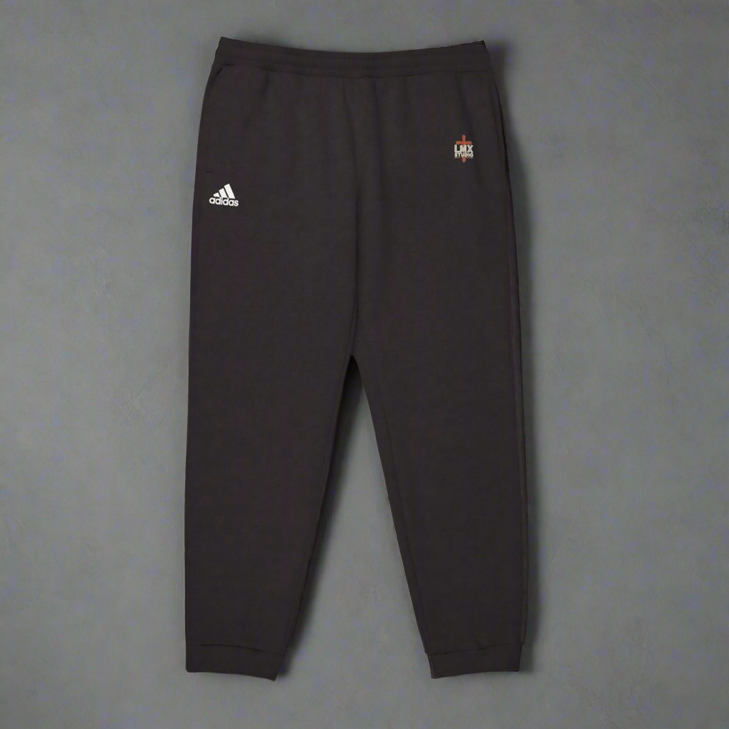 Authentic Adidas joggers customized by LMX Studio. Built Different sweatpants in Black, Navy, Dark Gray & Black. Premium streetwear, Adidas quality.