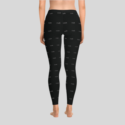 LMX All-Over Print Black Leggings – Elegance in Motion
