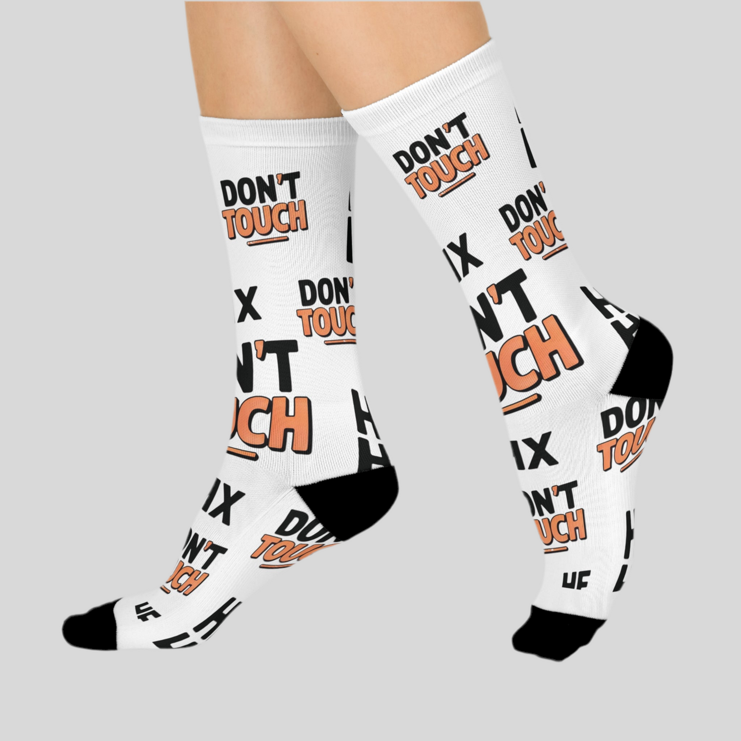 Crew Socks - LMX 'Don't Touch' Vertical Text Design