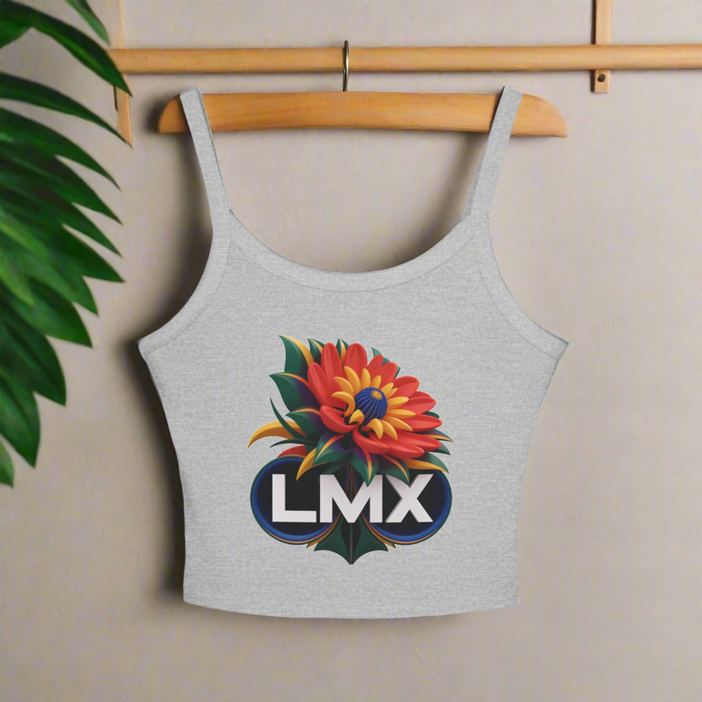 LMX Women’s Spaghetti Strap Tank Top with 3D Floral Design