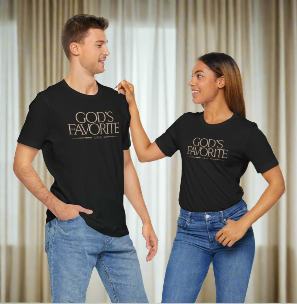 God’s Favorite – Inspirational Graphic T-Shirt | Designer Statement Piece by LMX Designs, Lawrence Michael