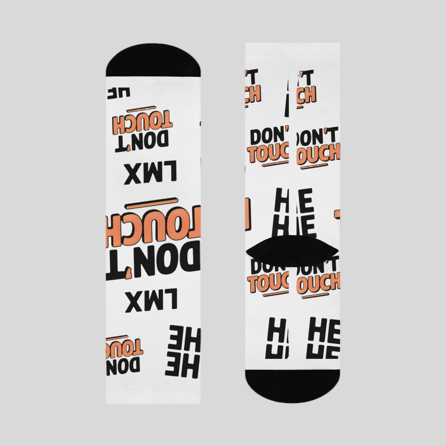 Crew Socks - LMX 'Don't Touch' Vertical Text Design
