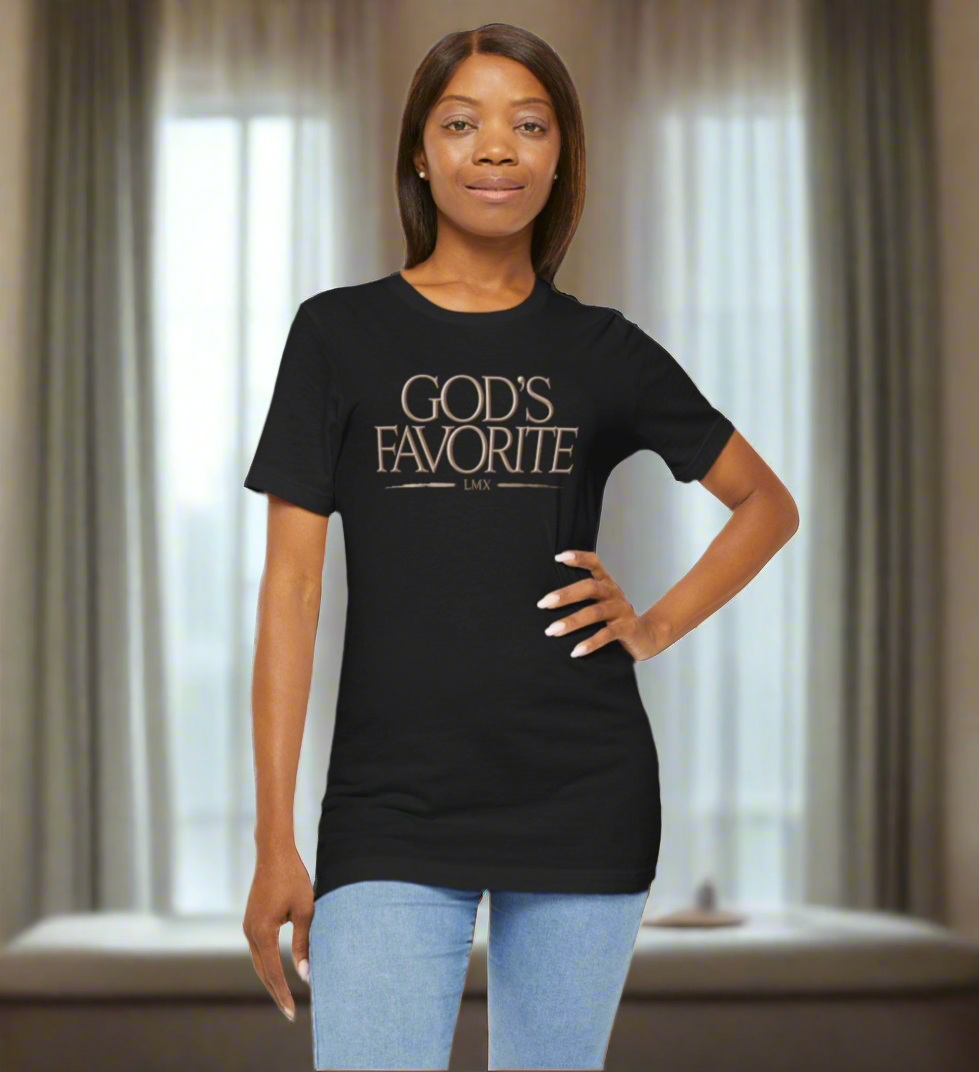God’s Favorite – Inspirational Graphic T-Shirt | Designer Statement Piece by LMX Designs, Lawrence Michael