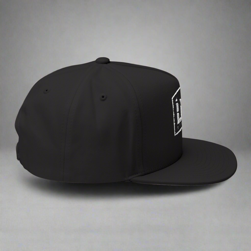 LMX Studio Premium Embroidered Snapback Hat – Black Streetwear Cap with White Stitch Logo