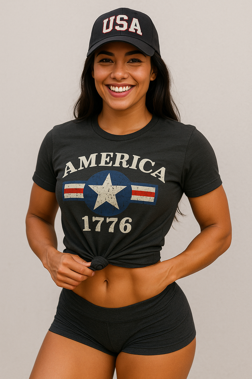 America 1776 Graphic Tee – Distressed Vintage Shirt | Heavy Metal Gray | LMX Studio