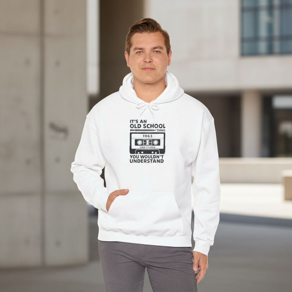 Old School Thing 1963 Cassette Hoodie by LMX Studio Retro Streetwear Pullover