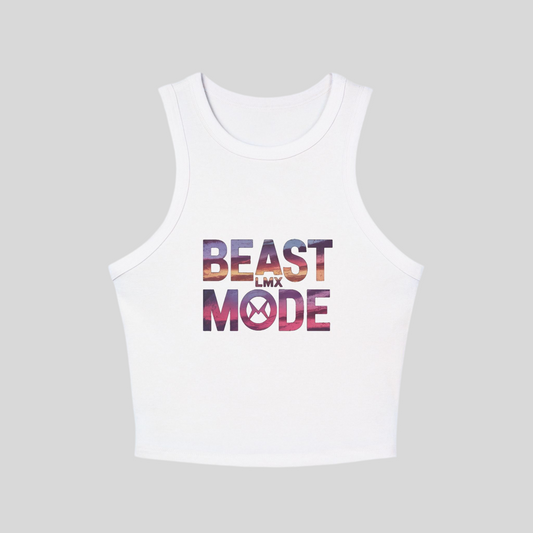 LMX Beast Mode Racer Tank Top – Women’s Micro Rib Crop Top