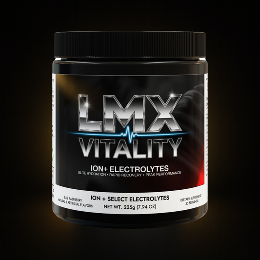 LMX Vitality ION+ Select Electrolyte Supplement – Hydration. Performance. Recovery. (Blue Raspberry, 225g, 7.9oz)