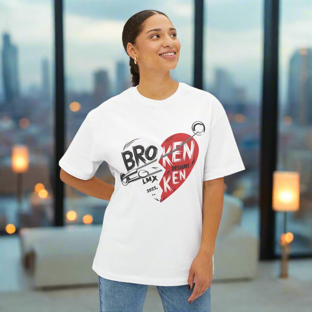 BROKEN Heart Oversized T-Shirt – LMX Designs  In White