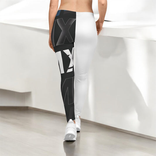 Stylish Women’s Casual Leggings – One-Leg LMX Wrap Print