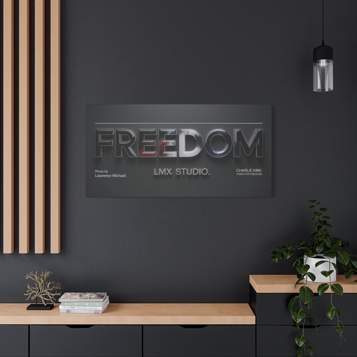 FREEDOM — Charlie Kirk: Voice for Freedom | LMX Studio Signature Canvas (48×24 Horizontal)
