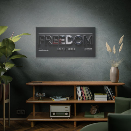 FREEDOM — Charlie Kirk: Voice for Freedom | LMX Studio Signature Canvas (48×24 Horizontal)