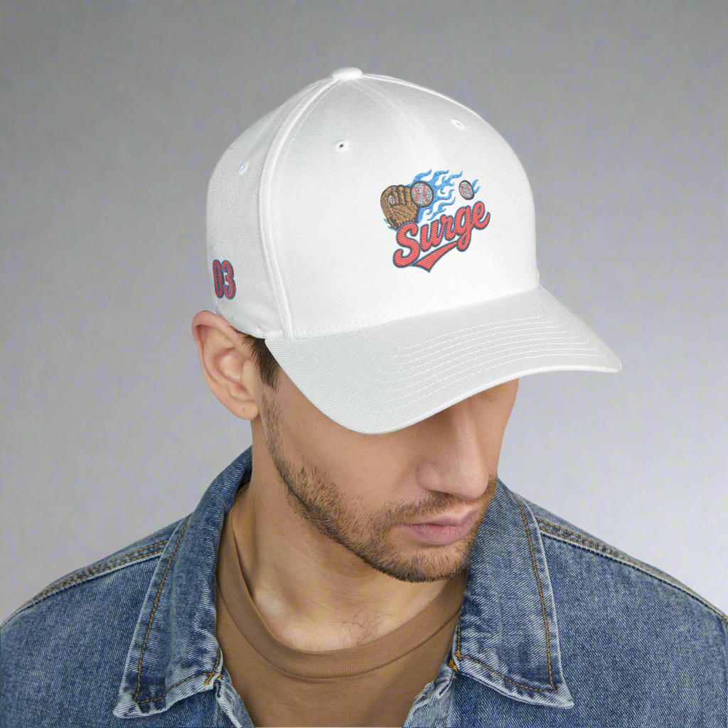 Surge Team Hat – Premium Embroidered Baseball Cap by LMX Studio | Custom Number & Name | Softball & Baseball Spirit Cap