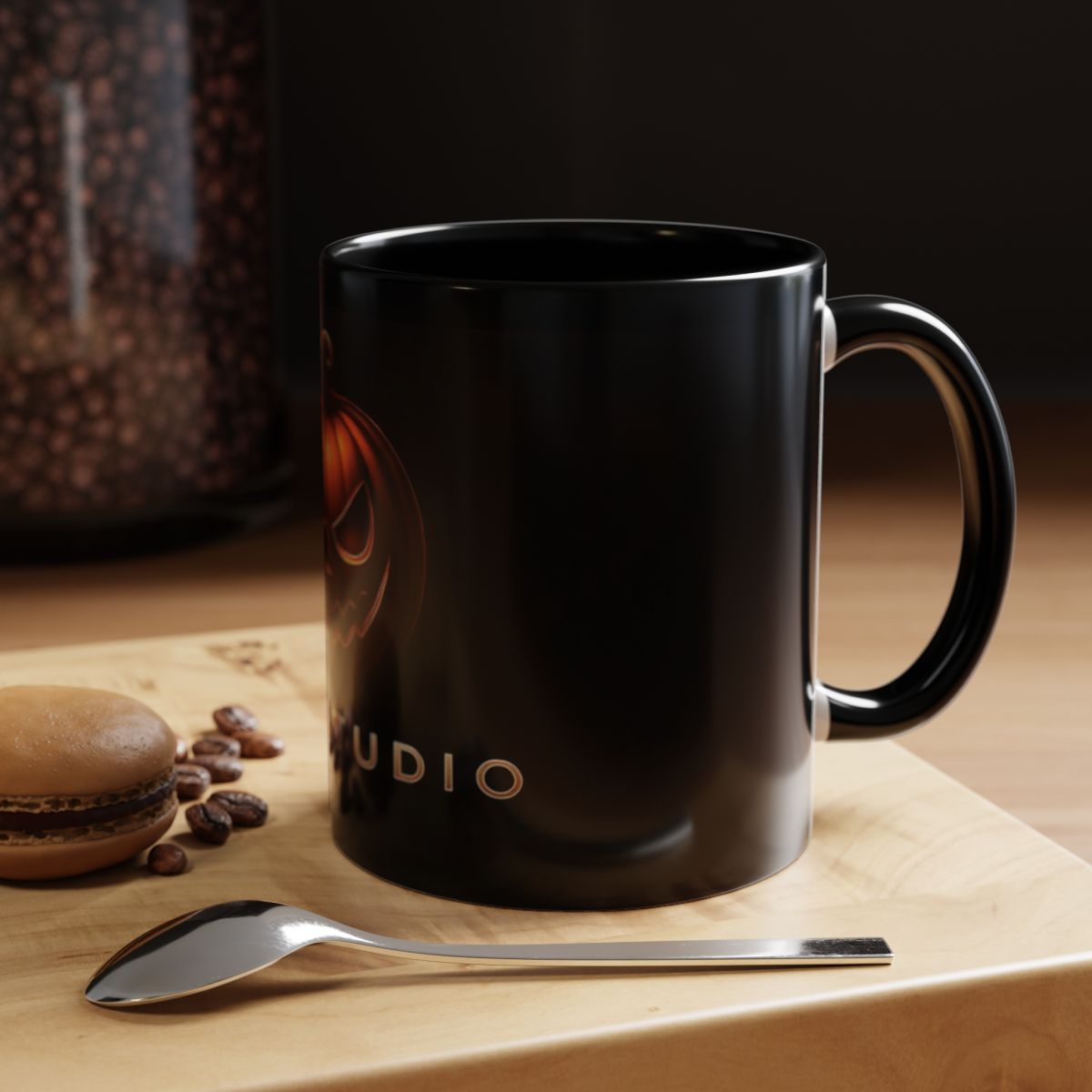 LMX Studio 11oz Premium Halloween Mug Creepy Pumpkin Edition Black and Orange Chrome Coffee Cup Limited Collector Release