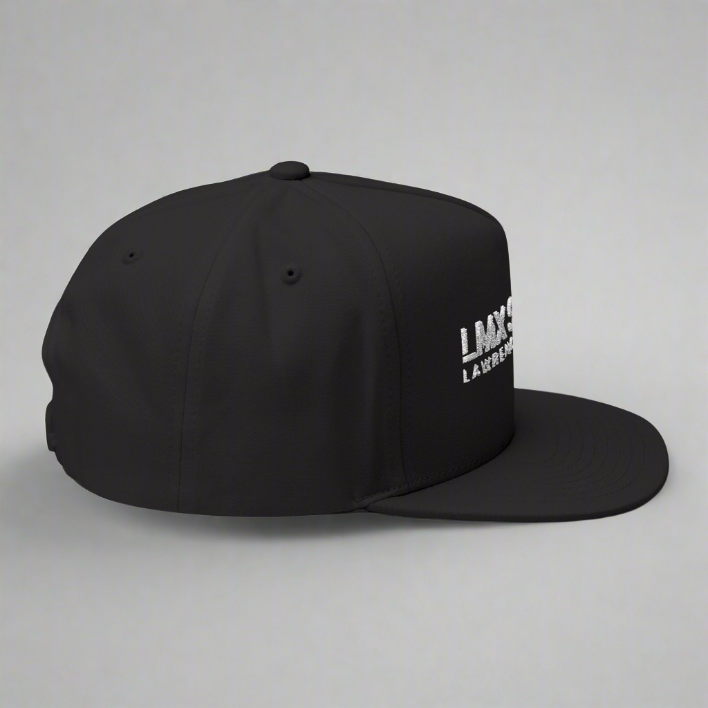 LMX Studio Lawrence Michael Embroidered Snapback Hat – Flat Bill Cap in Black and Royal Blue